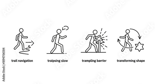 Four Icons Illustrating Human Movement and Transformation.