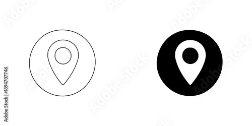 Minimal Location Pin Icon – Map Marker, GPS Navigation, Single Line & Solid Vector Symbol