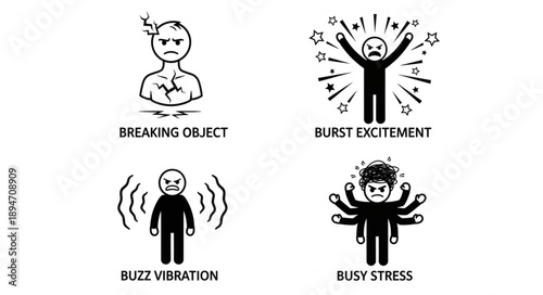 Four Icons Representing Different Emotional States and Feelings.