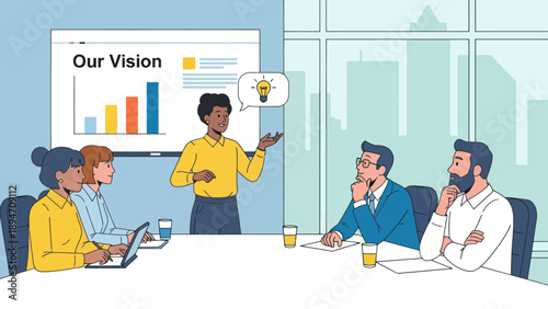 Business Team Meeting with Presentation and Idea.