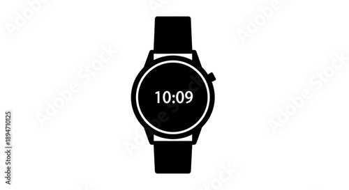 Modern Smartwatch Displaying Time on White Background.