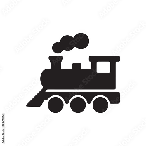 Vector Illustrator Toy train with smoke puffing Silhouette
