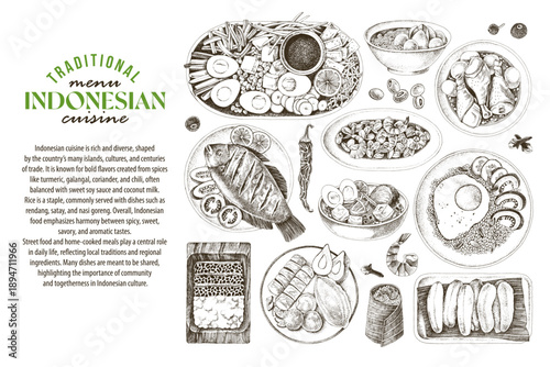 Indonesian traditional food set vector
