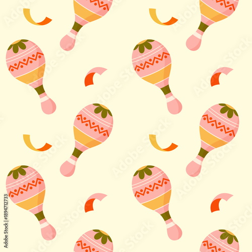 Seamless pattern with maracas on a light background