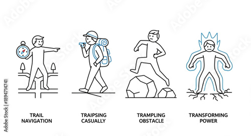 Four stages of human progress and development illustrated.