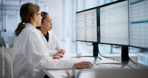 Female Doctor Using Computer Screen