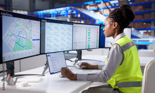 Efficient African American Woman Managing Logistics