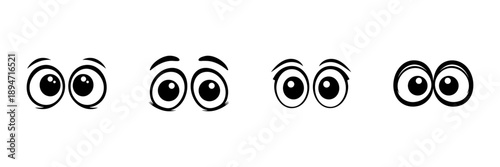 Cartoon Eyes Expressions In Hand Drawn Style Set. Playful And Curious Emotions Doodle Sketch Collection. Character Design Elements. Isolated Vector Illustration
