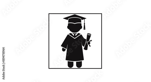 Graduation student holding diploma scroll icon silhouette.