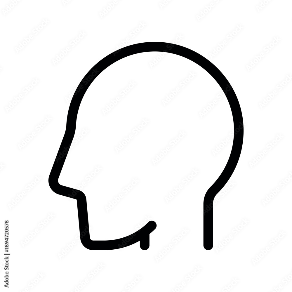 Naklejka premium Side Profile Outline of Human Head Silhouette