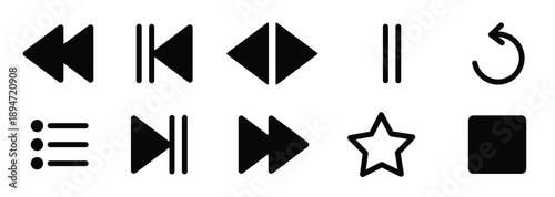 Foto play icon set play pause stop record rewind and forward
