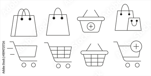 set of shopping vector line icons contains such icons as