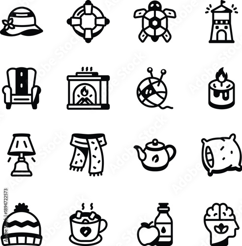 Set of Glyph Style Lifestyle Icons 