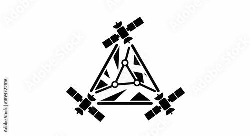 Geometric satellite constellation symbolizing global connectivity and advanced technology.
