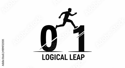 Silhouette of a person leaping over the number one, symbolizing progress and achievement.