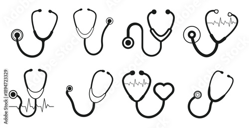 simple stethoscope icon with heart shape health and