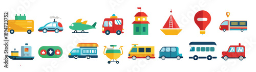 transportation icon set collection illustration