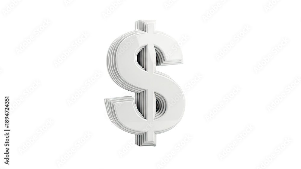 Obraz premium White 3D Dollar Sign