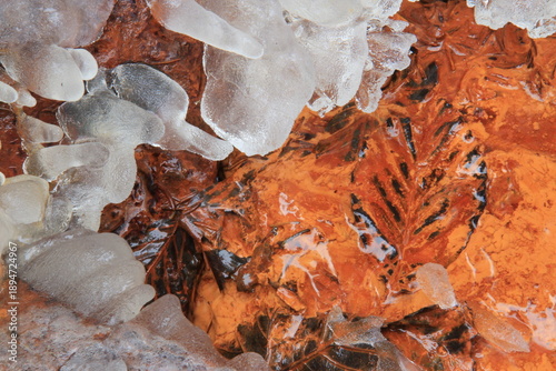 Vivid red texture of the water, reach with iron.
