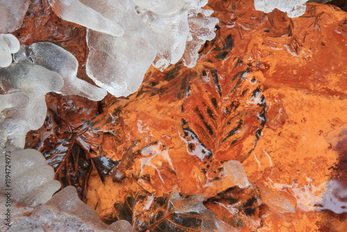 Vivid red texture of the water, reach with iron.