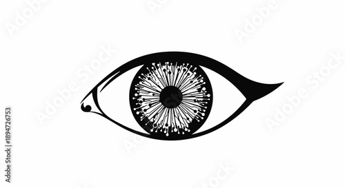 Abstract, stylized eye illustration with intricate iris detail