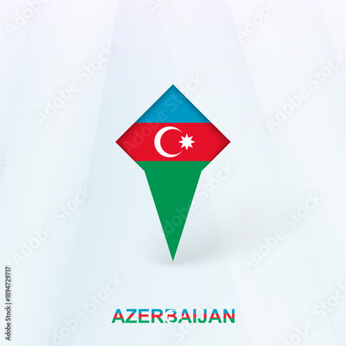 Azerbaijan Flag Pin Icon with Geometric Design.