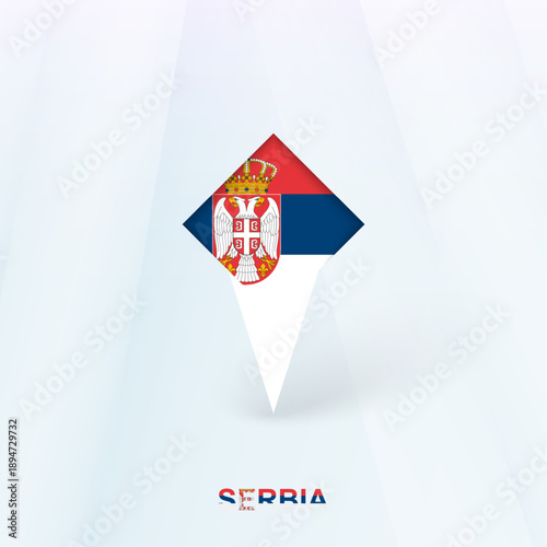 Serbia Flag Pin Icon with Geometric Design.