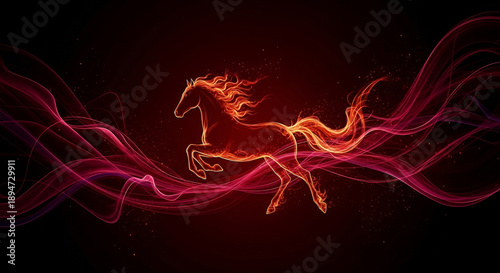 Dark Luxury Fire Horse Abstract – Black Red Gold Chinese New Year Background