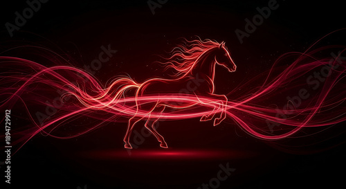 Dark Luxury Fire Horse Abstract – Black Red Gold Chinese New Year Background