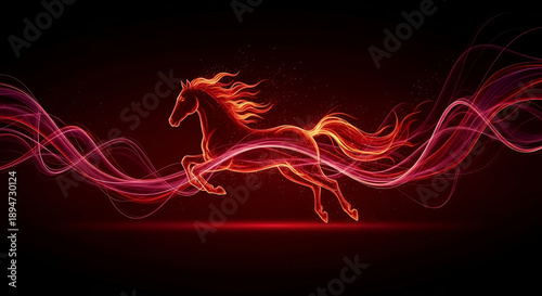 Dark Luxury Fire Horse Abstract – Black Red Gold Chinese New Year Background