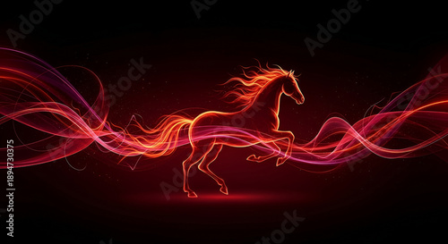 Dark Luxury Fire Horse Abstract – Black Red Gold Chinese New Year Background