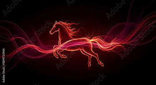 Dark Luxury Fire Horse Abstract – Black Red Gold Chinese New Year Background