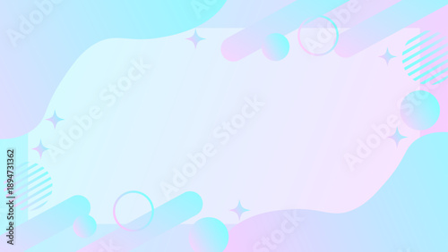 パステル水色とピンクの透明感あるゆめかわメンフィス風フレーム背景