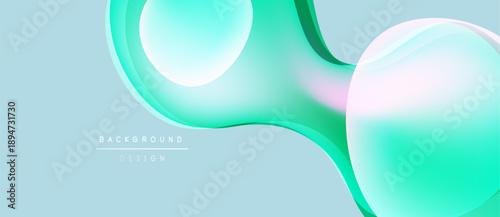 Abstract fluid shapes, turquoise hues, light background. Modern design element, smooth gradients, minimalist aesthetic.
