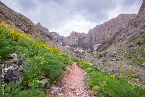 Heaven and Hell Valley. Cilo Mountains, Hakkari, Heaven and Hell Valley. Streams formed from glaciers. The magnificent Heaven and Hell Canyon. Amazing trekking routes in Hakkari. Turkey.