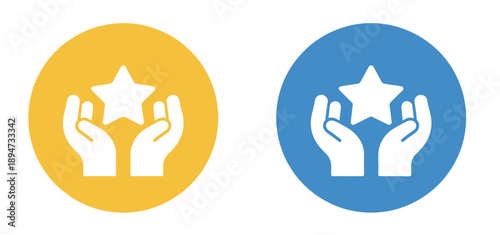 Hand and star icon for vip benefits, including premium, reward, and recognition symbols, suitable for loyalty programs, service apps, promotional graphics, and vector projects.