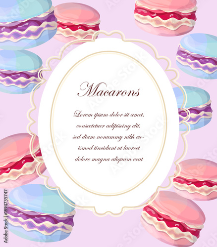 Macarons Decorative Frame with Empty Space for Text