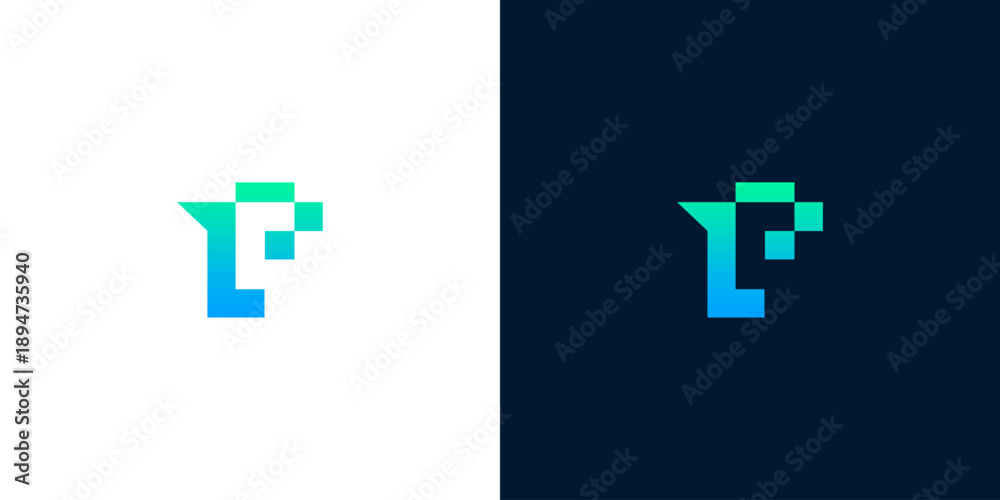 Fototapeta premium Pixelated Letter P Logo Design for Technology and Digital Brands