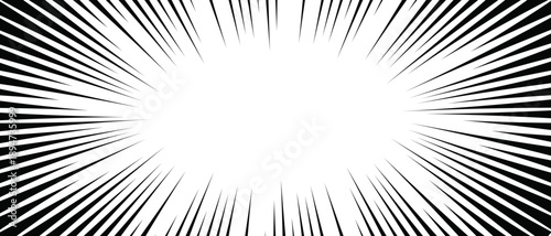 Comic background with radial speed rays and light beams in a comic book style. Manga and anime explosion effects. Pop art rays superhero background. Dynamic cartoon black and white wallpaper.