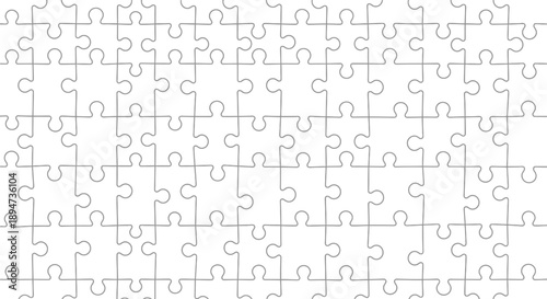 Blank white puzzle pieces forming a repeating background texture pattern representing teamwork missing elements or an unsolved challenge opportunity