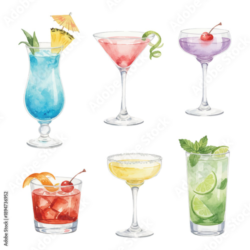 watercolor sparkling coctails drinks collections