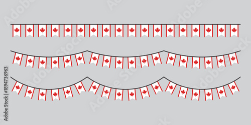 Seamless Canada Flag Party Bunting Border Background – Flat Design Illustration