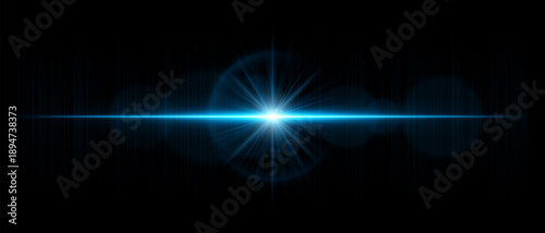 Horizontal optical flare with luminous reflections and realistic transparency. Suitable for overlays, digital lighting, and bright visual design projects.