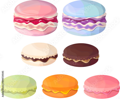 Colorful French Macarons Set Isolated