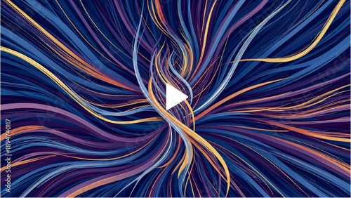 Vibrant abstract illustration of swirling lines and shapes in motion, creating a dynamic and colorful visual effect from a central viewpoint