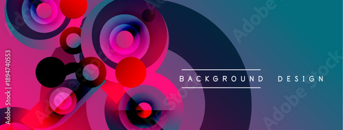 Abstract vibrant circles, gradients. Pink, blue hues blend. Modern design element for backgrounds, presentations. Clean aesthetic.