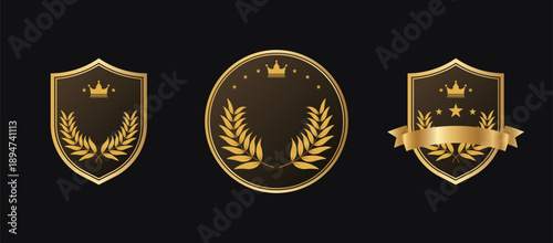 Luxury Golden Badge And Shield Emblem Collection For Premium Branding Design