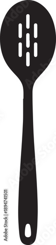 Slotted Spoon in silhouette white background.