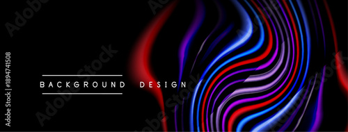 Abstract lines create vibrant waves. Dark background emphasizes colorful flowing shapes, modern design element.