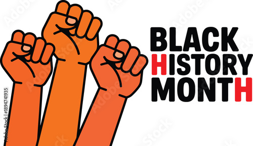 Black history month illustration with raised fists symbolizing unity equality empowerment and social justice awareness